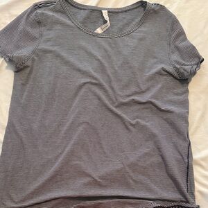 Lululemon Athletica Black and White Striped Tee